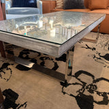 WOOD GLASS TOP COFFEE TABLE
