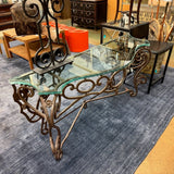 IRON GLASS TOP SOFA TABLE