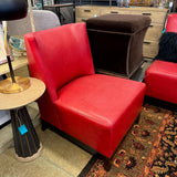LEATHER SLIPPER CHAIR RED