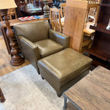 C&B LEATHER CHAIR W OTTOMAN