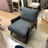 WOOD BLUE FABRIC ARM CHAIR