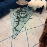 GLASS TOP IRON BASE COFFEE TABLE