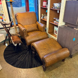 LEATHER CHAIR W OTTOMAN