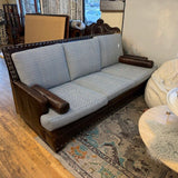 SOFA LEATHER BLUE WHITE FABRIC
