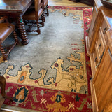 RUG TUFENKIAN TAUPE RED BORDER 8.7X12