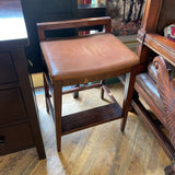 LEATHER WOOD BARSTOOLS PAIR