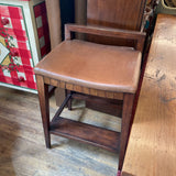 LEATHER WOOD BARSTOOLS PAIR