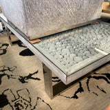 WOOD GLASS TOP COFFEE TABLE