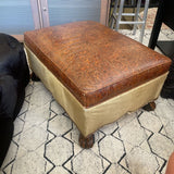 OLD HICKORY TANNERY STAMPED LEATHER OTTOMAN