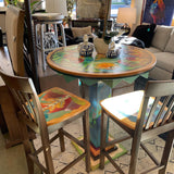 STICKS BAR TABLE & 2 BARSTOOLS
