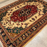 RUG BLUE RED TAN AS IS 5.8X7.8