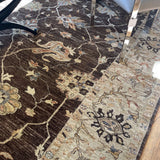 RUG BROWN TAN BLUE FLORAL 8.10X12