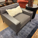 HOLLY HUNT LEATHER CHAIR GRAY