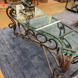 IRON GLASS TOP SOFA TABLE