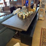 RH DINING TABLE W 2 LVS