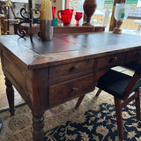 RUSTIC LEATHER TOP DESK