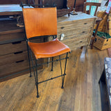 IRON LEATHER BARSTOOLS PAIR
