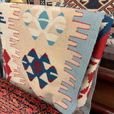 KILIM RUG AS IS 6X8 TAN RED BLUE