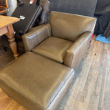 C&B LEATHER CHAIR W OTTOMAN