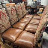SET 8 LEATHER FABRIC DINING CHAIRS
