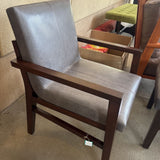 GREY LEATHER ARM CHAIR