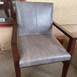 GREY LEATHER ARM CHAIR