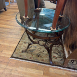 GLASS TOP BUCKLE END TABLE
