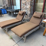 TEAK PATIO CHAISE W BROWN PAD