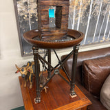 LEATHER GLASS TOP END TABLE