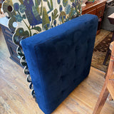 BLUE OTTOMAN W BLACK FEET