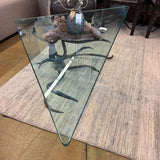 GLASS TOP IRON BASE COFFEE TABLE