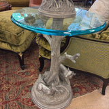 DEER TREE TRUNK END TABLE AS IS
