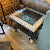 HOUSTON TRESTLE DINING TABLE W 2 LVS