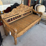 CARVED WOOD BENCH