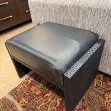 LEATHER WOOD OTTOMAN
