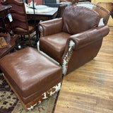 HIDE & LEATHER CHAIR W OTTOMAN