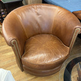 SLIFER LEATHER BARREL CHAIR