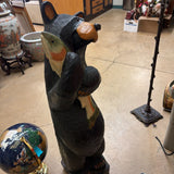 CARVED WOOD BEAR W FISH
