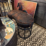 IRON BASE COWHIDE BENCH