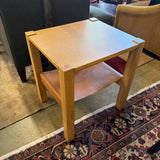 END TABLE W LEATHER SHELF