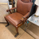 HARD WOOD HAND MADE ARM CHAIR W BRONZE