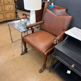 HARD WOOD HAND MADE ARM CHAIR W BRONZE