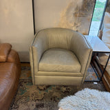 SLIFER LEATHER TUFTED BARREL CHAIR