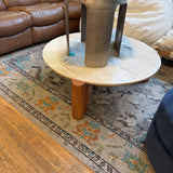 COFFEE TABLE STONE TOP LOG LEGS