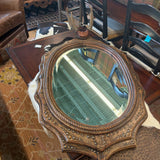 LEATHER MIRROR W ANTLERS