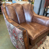 LEATHER SWIVEL HIDE LEATHER FABRIC CHAIR