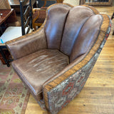 LEATHER SWIVEL HIDE LEATHER FABRIC CHAIR