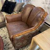 LEATHER SWIVEL HIDE LEATHER FABRIC CHAIR