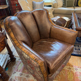 LEATHER SWIVEL HIDE LEATHER FABRIC CHAIR