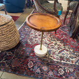 WOOD END TABLE W STONE BASE